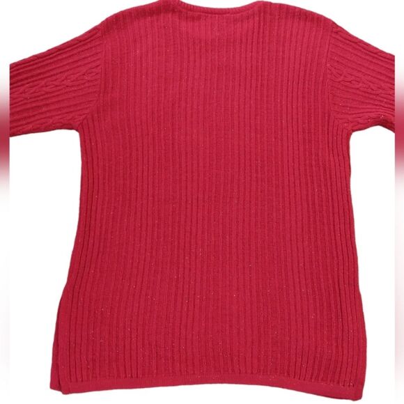 VINTAGE Diane Von Furstenberg Cable Knit Red Metallic Tunic Sweater - Picture 4 of 9